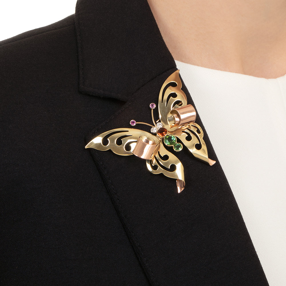 Retro Pierced Butterfly Brooch by Lester & Co. - 6