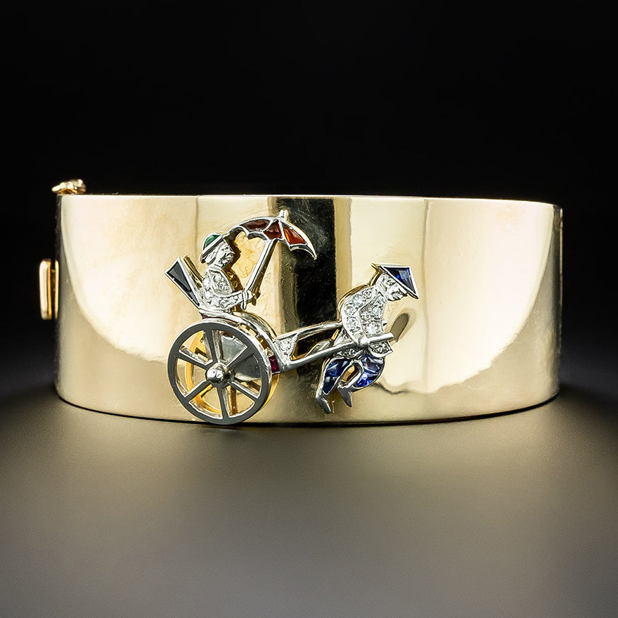 Retro Rickshaw Wide Bangle Bracelet  - 5