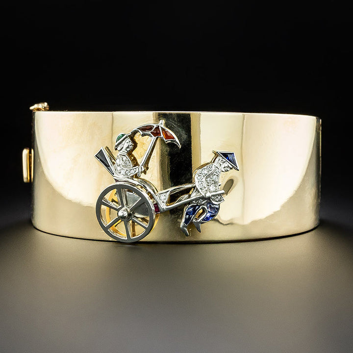 Retro Rickshaw Wide Bangle Bracelet