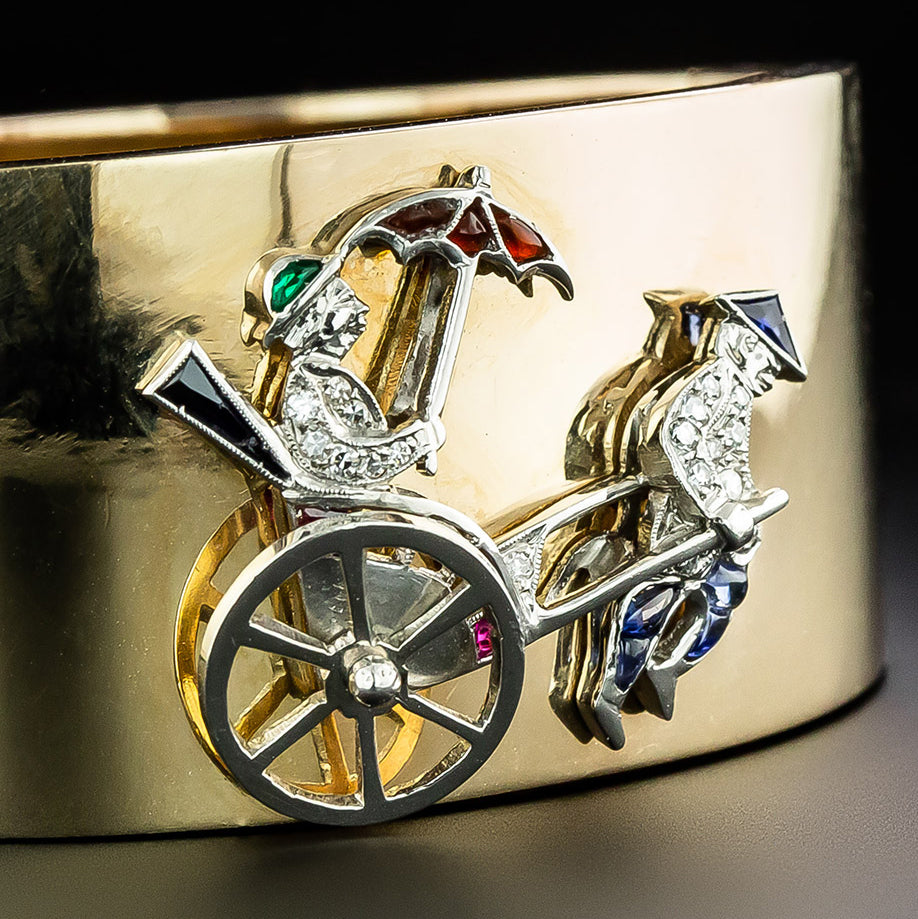 Retro Rickshaw Wide Bangle Bracelet  - 7
