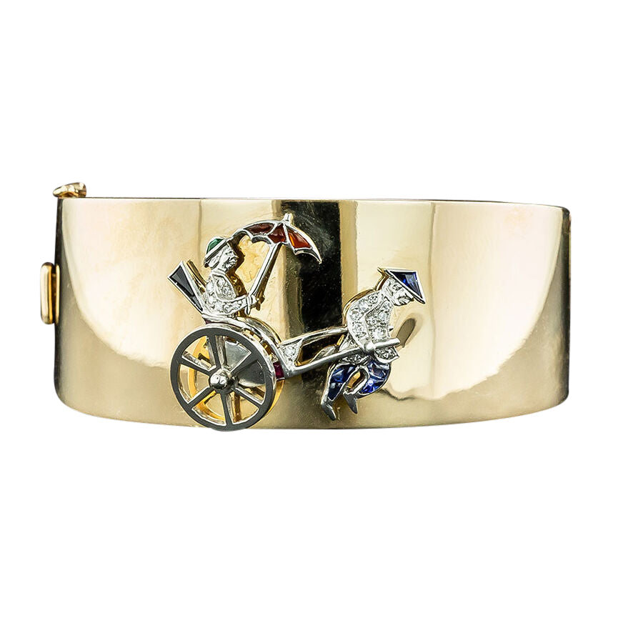 Retro Rickshaw Wide Bangle Bracelet  - 8