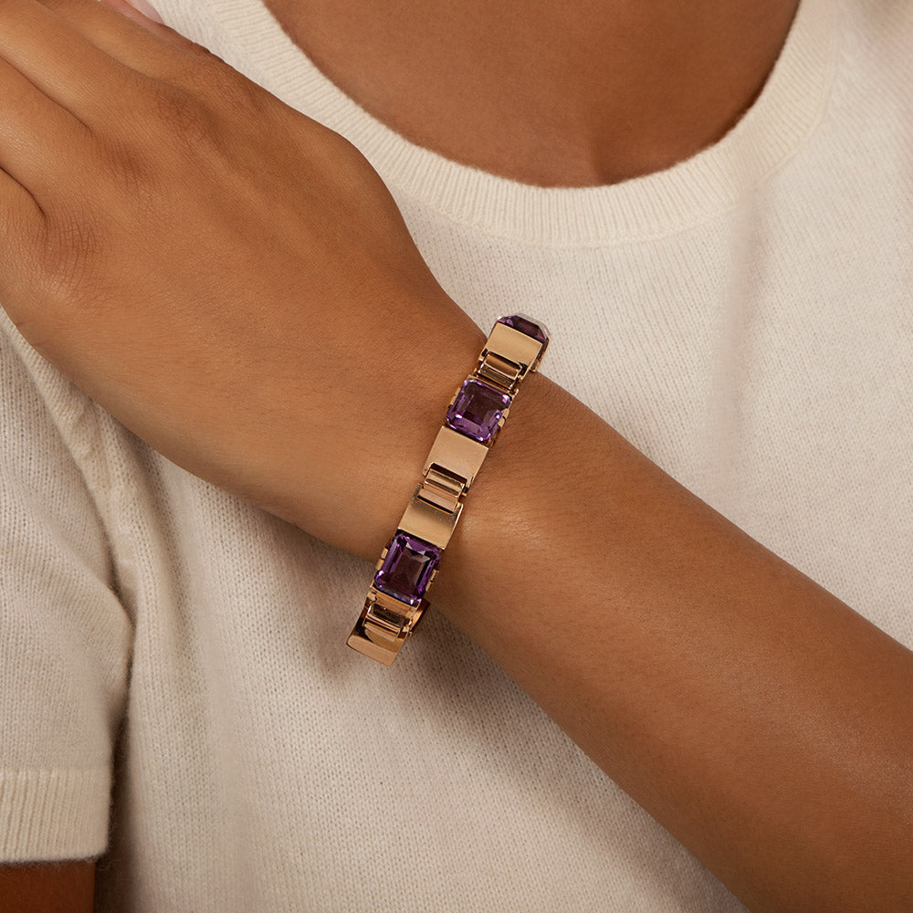 Retro Rose Gold Amethyst Bracelet - 3
