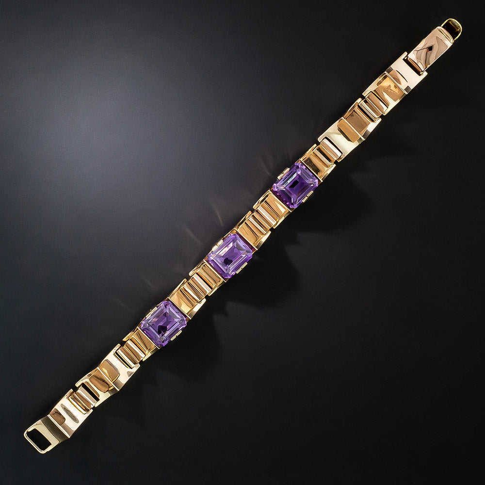 Retro Rose Gold Amethyst Bracelet - 2
