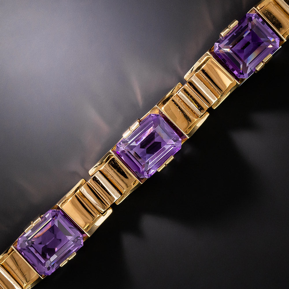 Retro Rose Gold Amethyst Bracelet - 3
