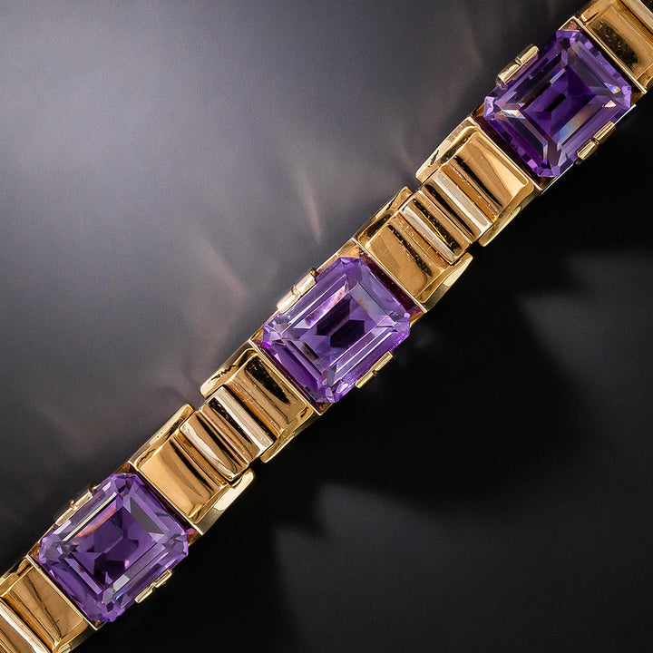 Retro Rose Gold Amethyst Bracelet