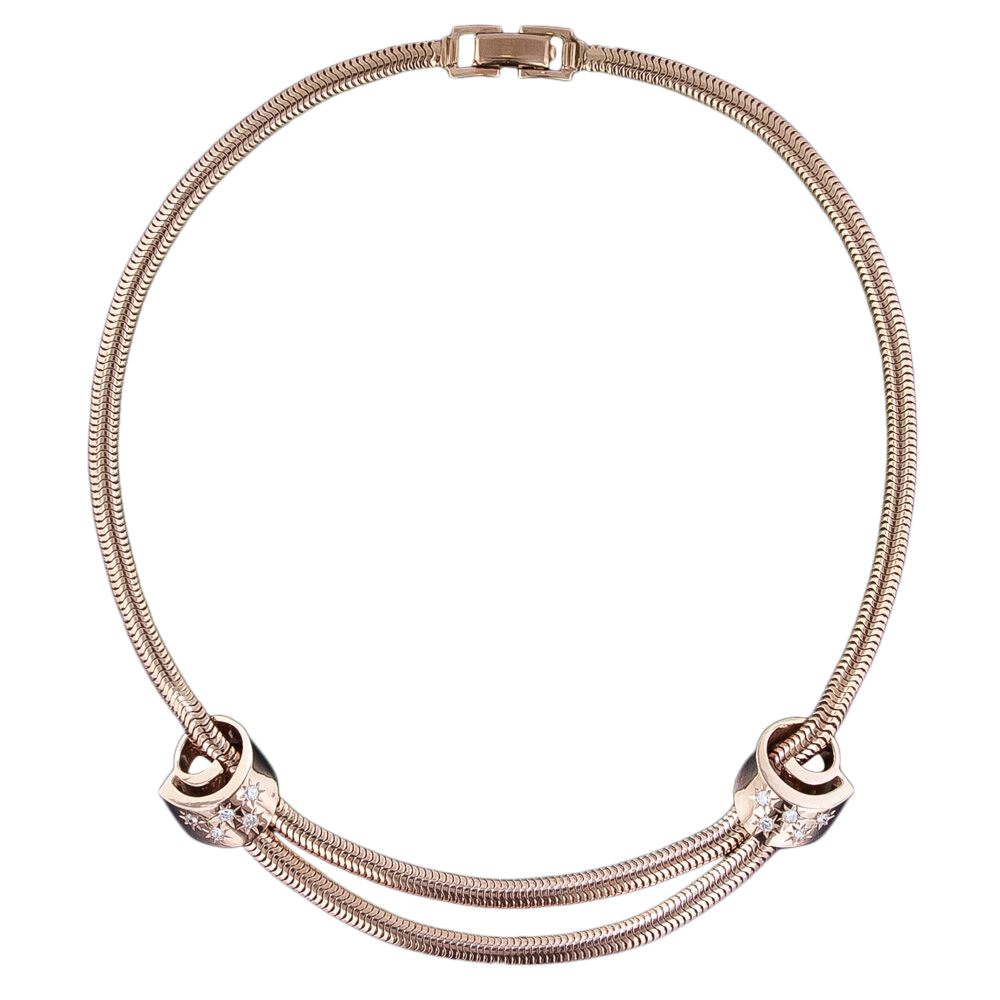 Retro Rose Gold and Diamond Necklace - 3