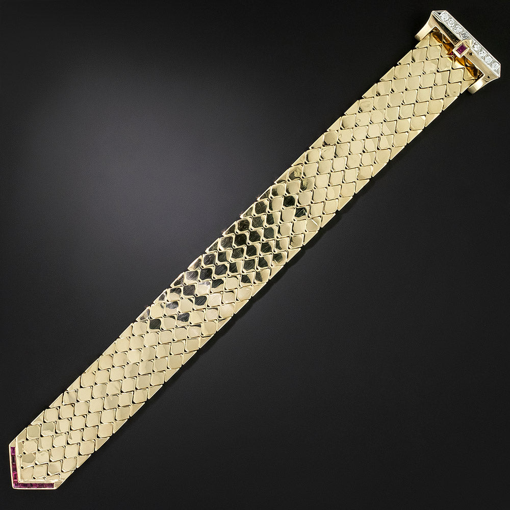 Retro Ruby and Diamond Belt Bracelet - 4