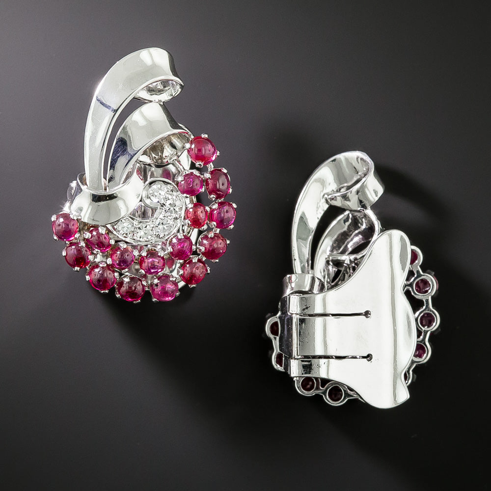 Retro Ruby and Diamond Dress Clips - 2