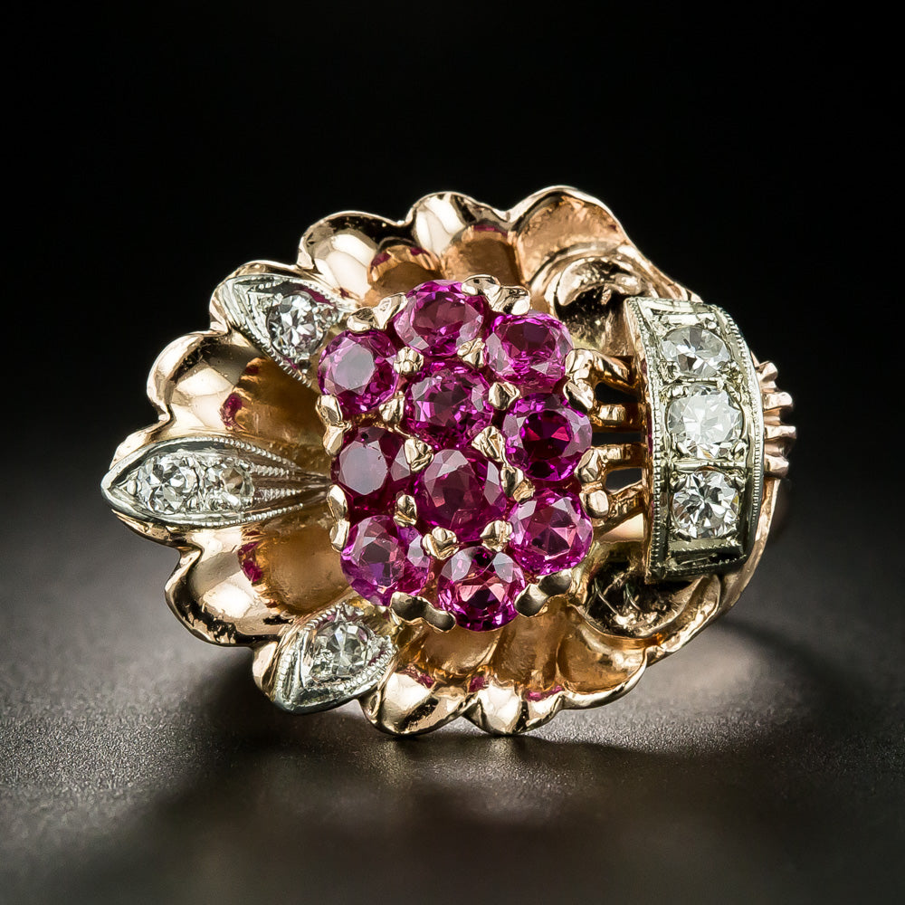 Retro Ruby and Diamond Ring - 3