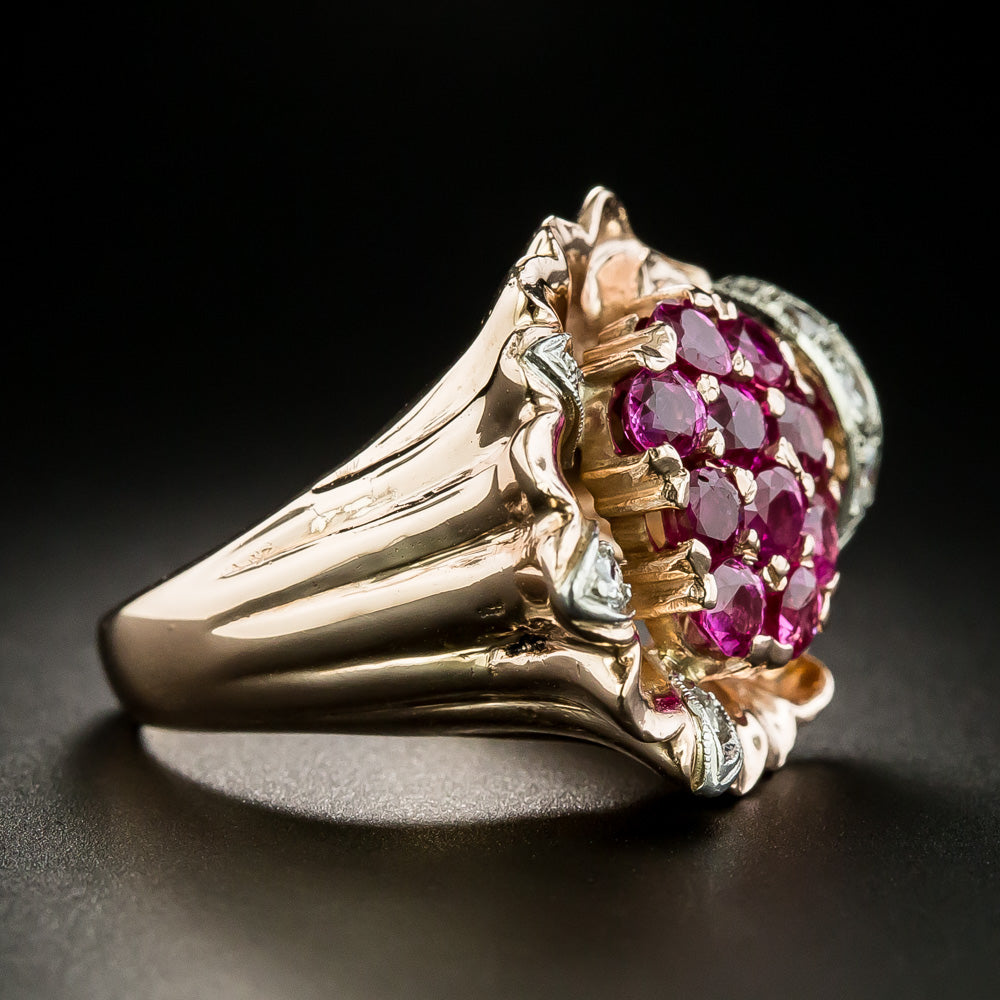 Retro Ruby and Diamond Ring - 4