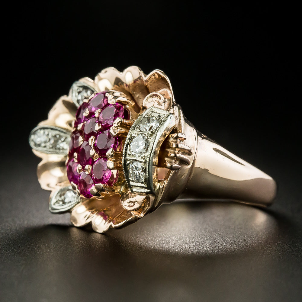Retro Ruby and Diamond Ring - 5
