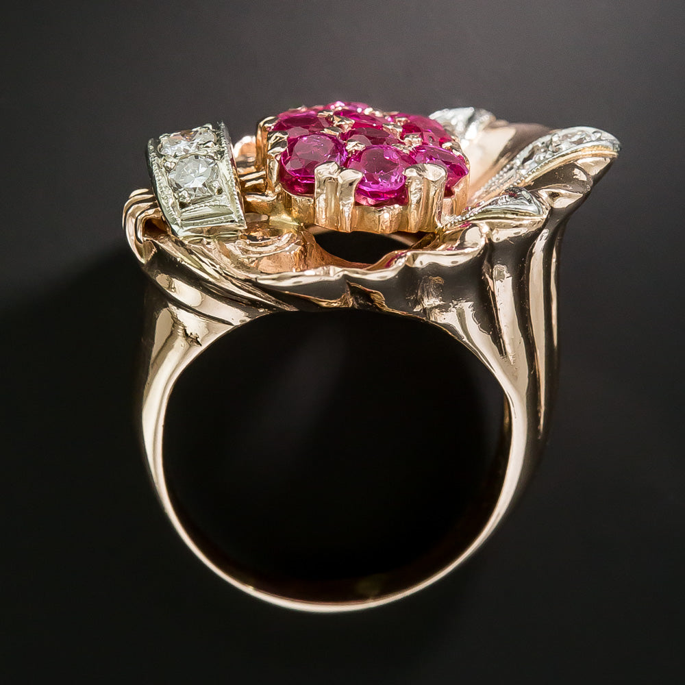 Retro Ruby and Diamond Ring - 6