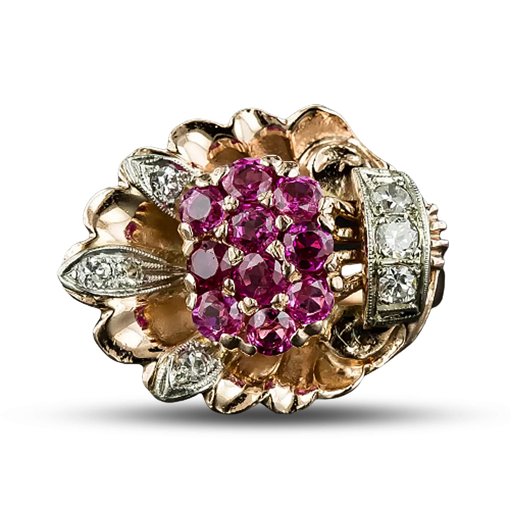 Retro Ruby and Diamond Ring - 5