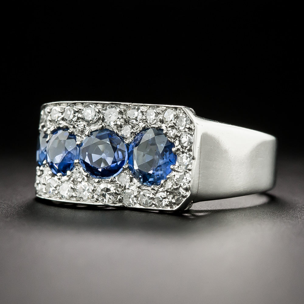 Retro Sapphire and Diamond Ring - 4