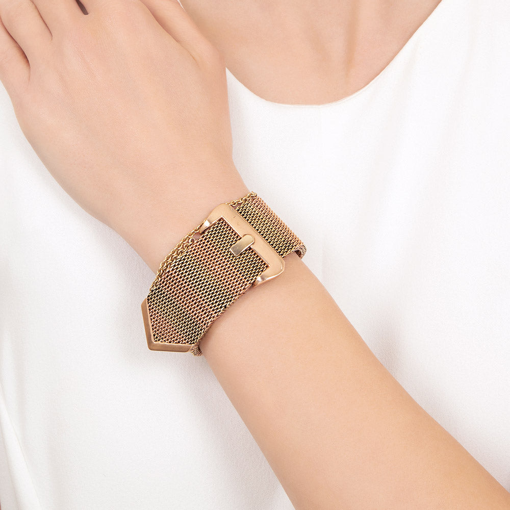 Retro Two-Tone Gold Buckle Bracelet - 8