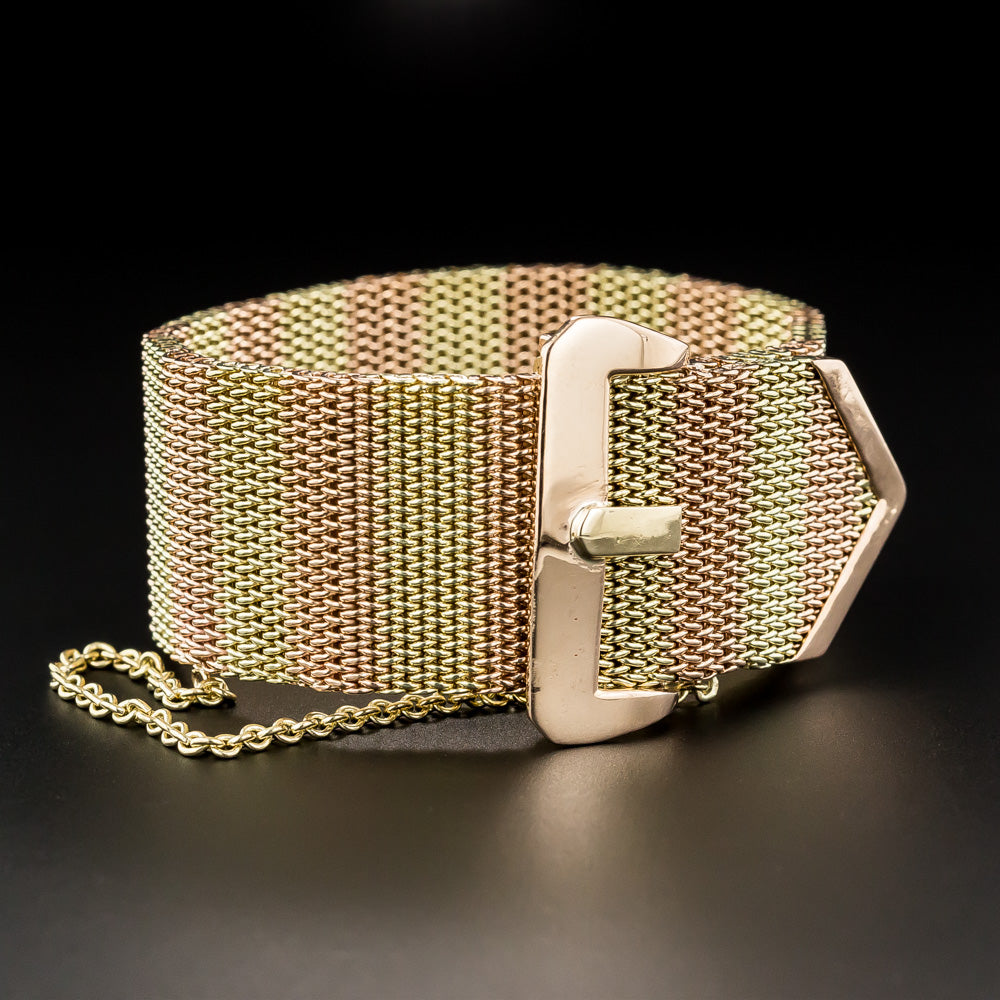 Retro Two-Tone Gold Buckle Bracelet - 7