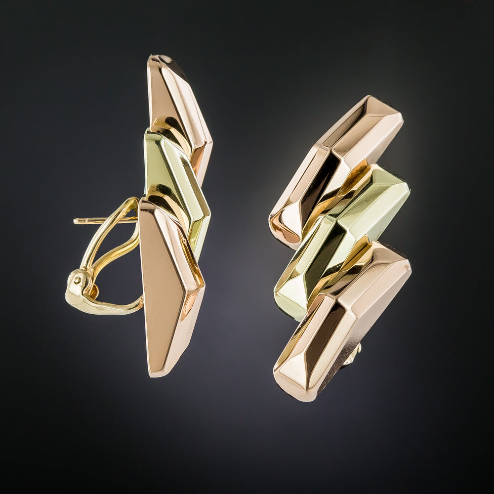 Retro Two-Tone Gold Earrings - 2