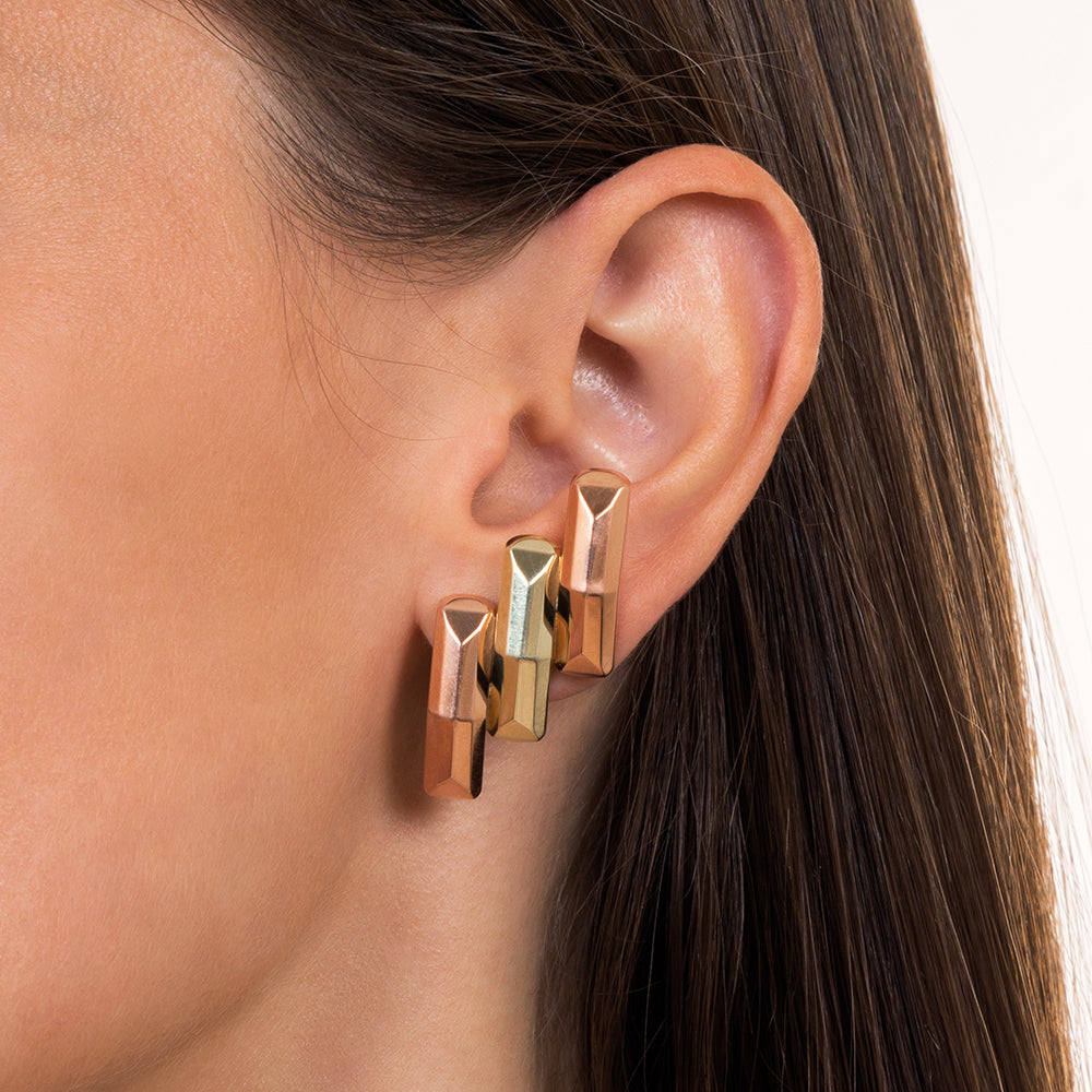 Retro Two-Tone Gold Earrings - 3
