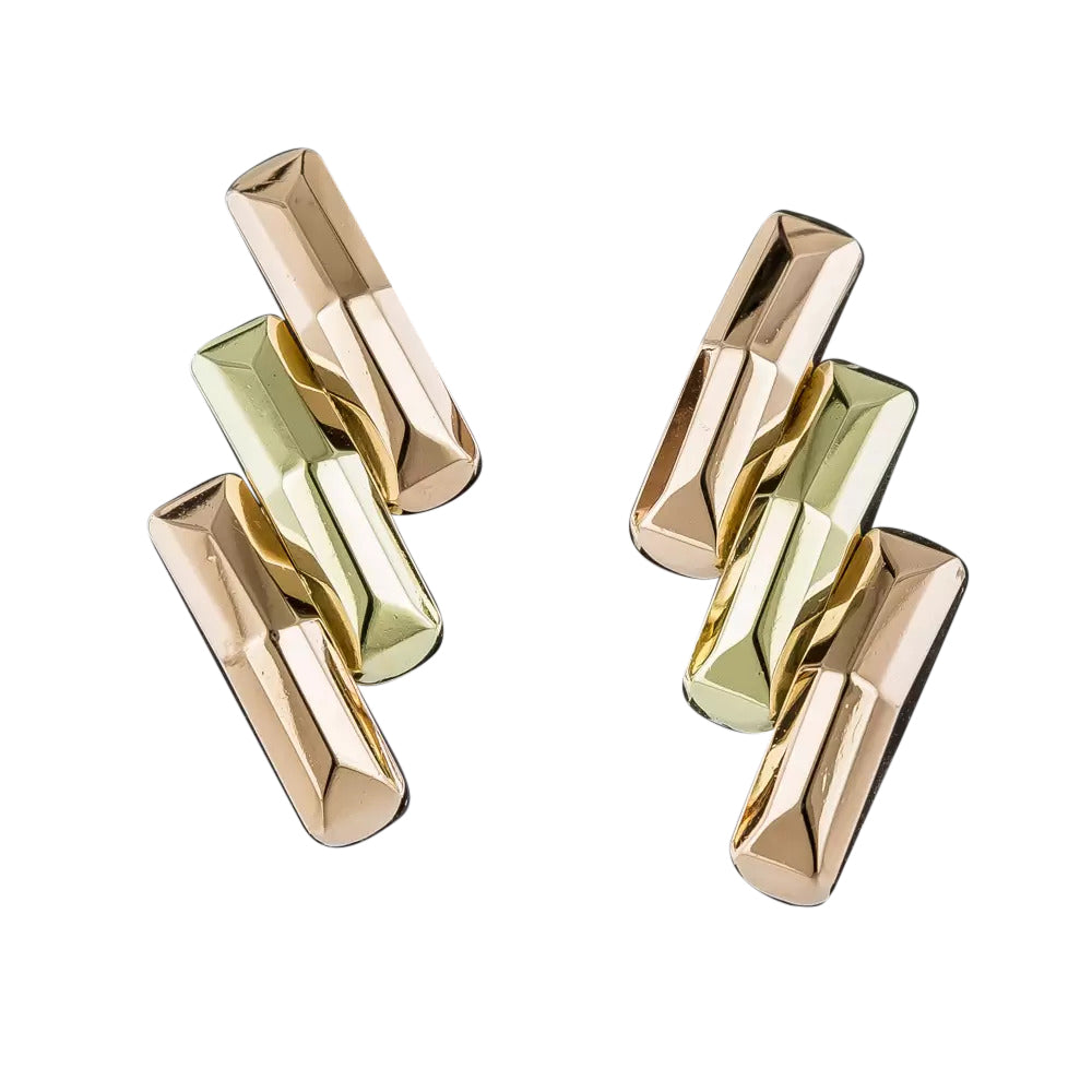 Retro Two-Tone Gold Earrings - 4