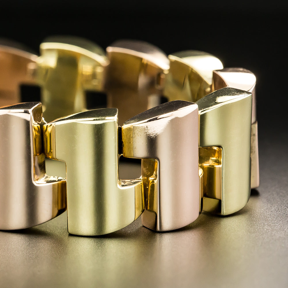 Retro Two-Tone Gold Link Bracelet - 2
