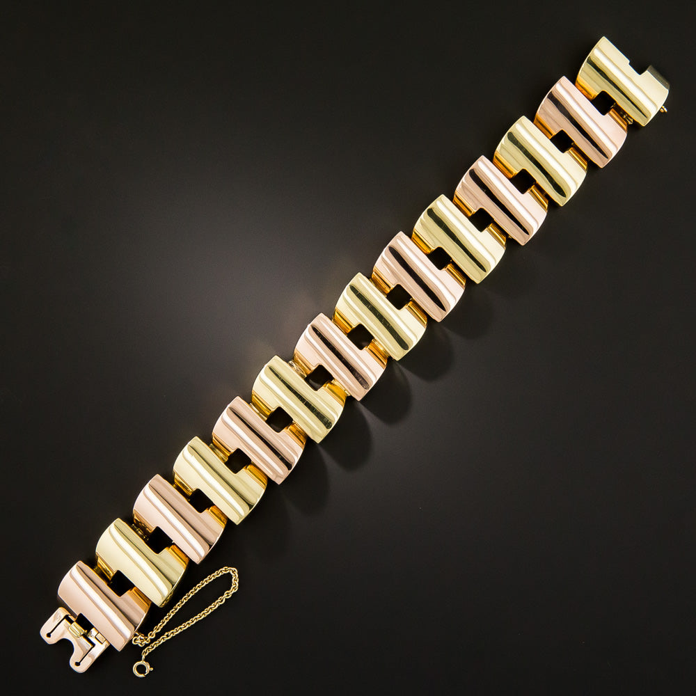 Retro Two-Tone Gold Link Bracelet - 3
