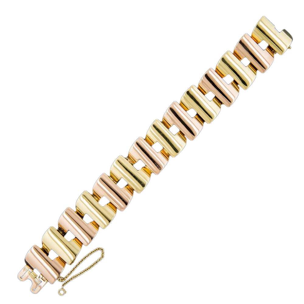 Retro Two-Tone Gold Link Bracelet - 4