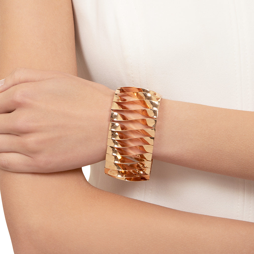 Retro Wide 14K Twist Wire Bracelet - 4
