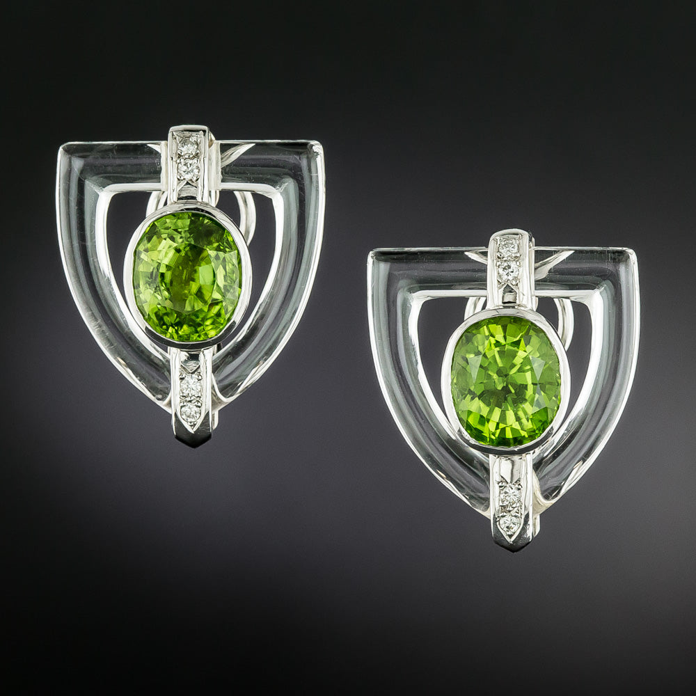 Rock Crystal and Peridot Earrings by Patrica Schepps Vaill for Seaman Schepps - 4