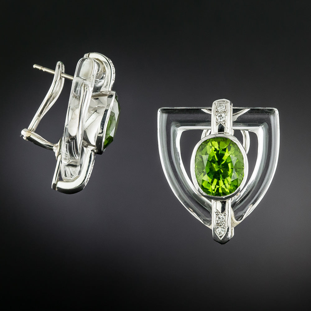 Rock Crystal and Peridot Earrings by Patrica Schepps Vaill for Seaman Schepps - 5