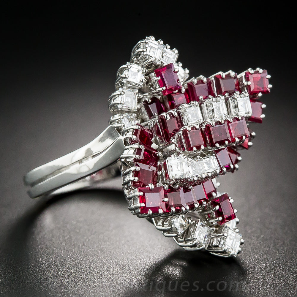 Ruby and Diamond Cocktail Ring - 3