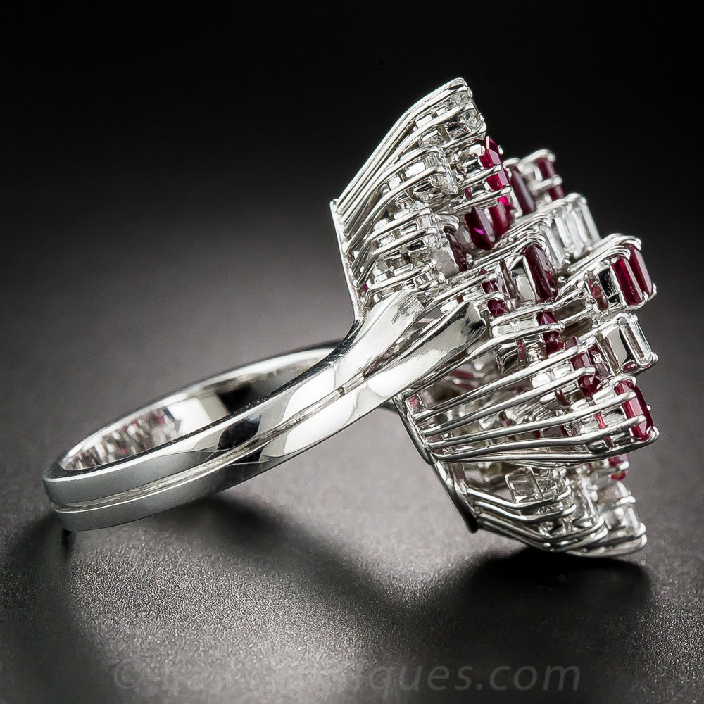 Ruby and Diamond Cocktail Ring - 4