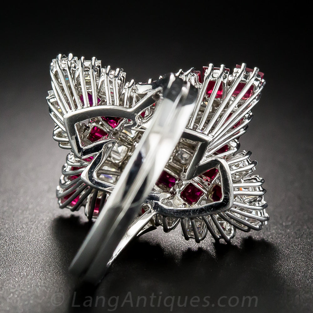 Ruby and Diamond Cocktail Ring - 6