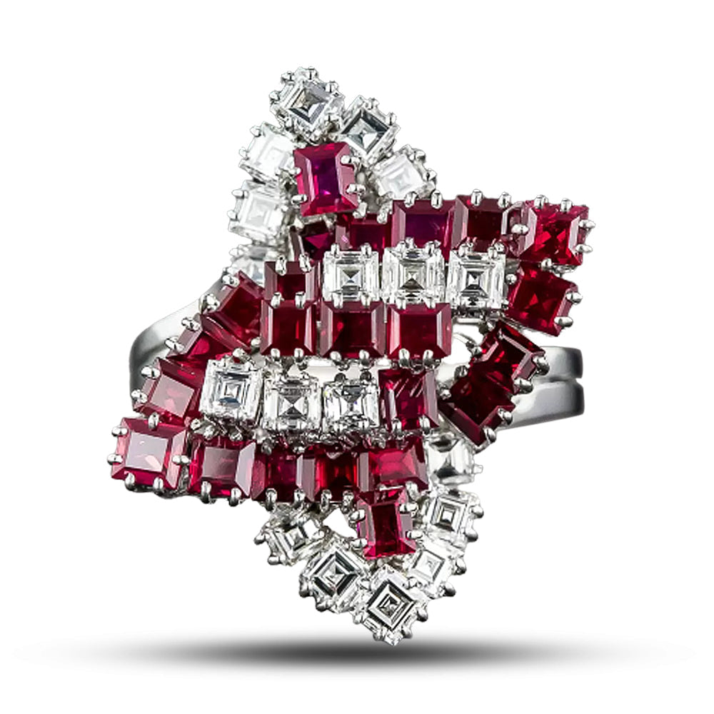 Ruby and Diamond Cocktail Ring - 6
