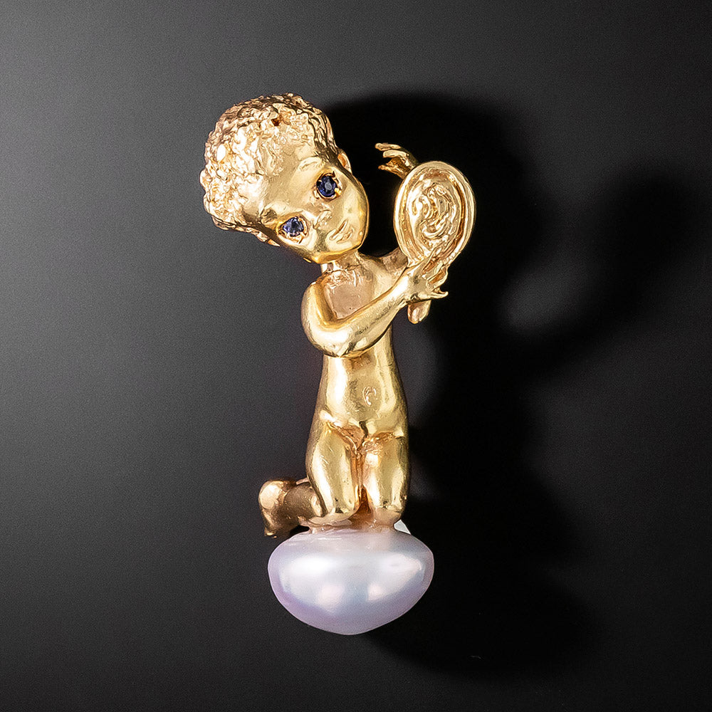 Ruser "Monday's Child"  Pearl Brooch - 2