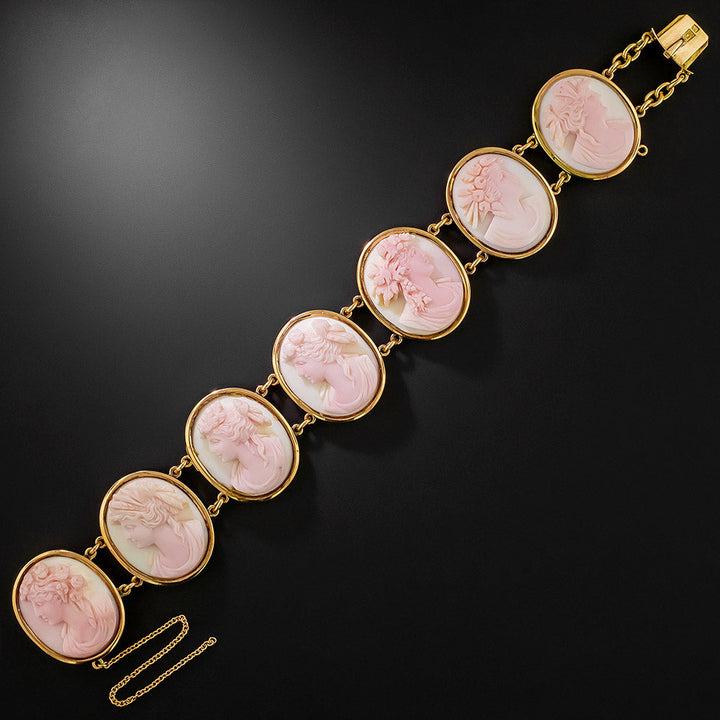 Russian Antique Queen Conch Shell Cameo Bracelet, Circa 1892