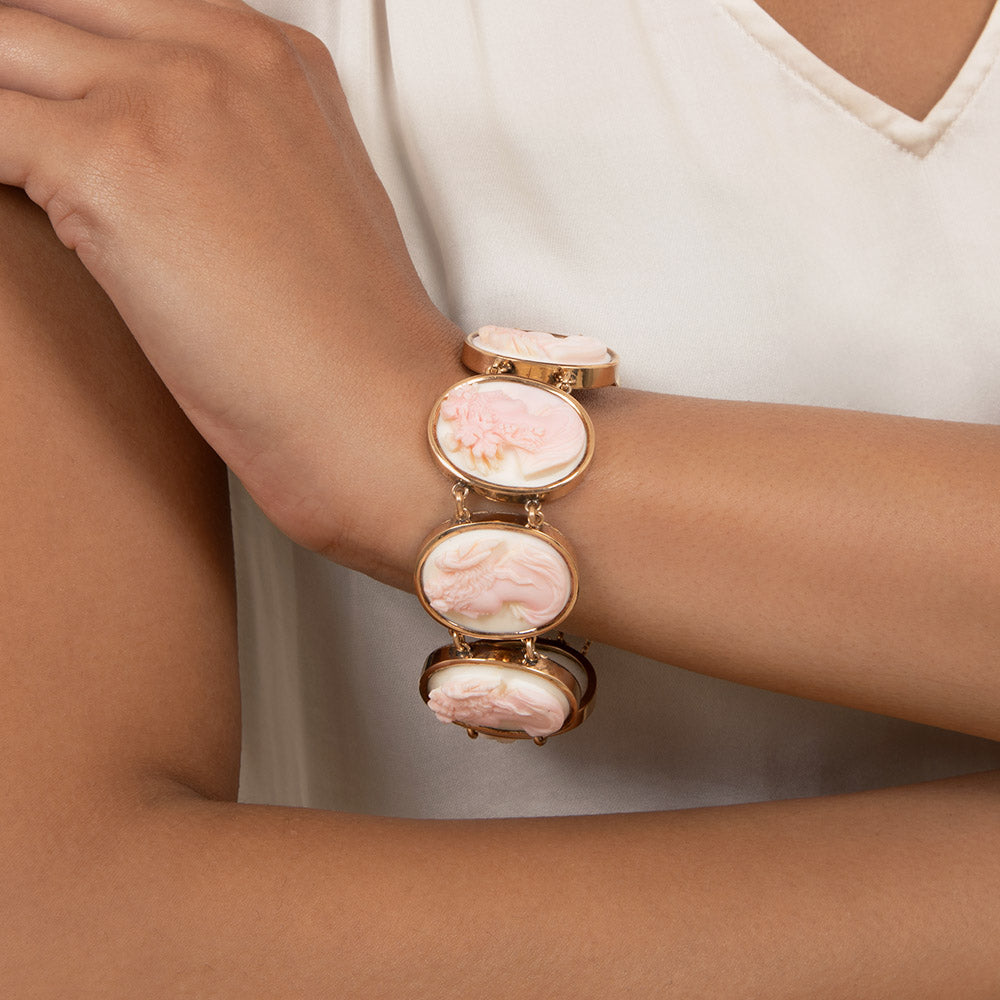 Russian Antique Queen Conch Shell Cameo Bracelet, Circa 1892 - 4