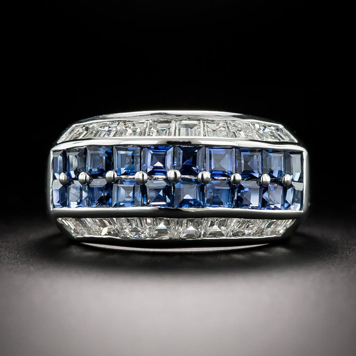 Sapphire and Baguette Diamond Band Ring by Adler of Switzerland
