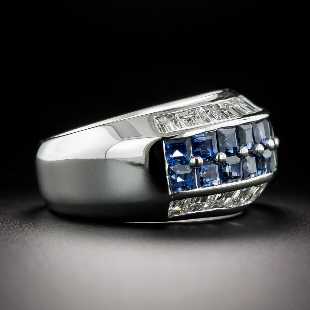 Sapphire and Baguette Diamond Band Ring by Adler of Switzerland - 3