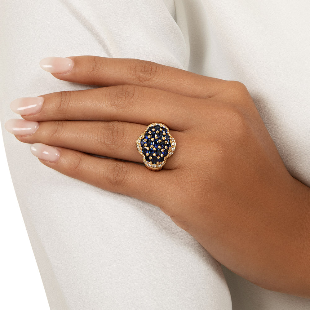 Sapphire and Diamond Cluster Ring - 6
