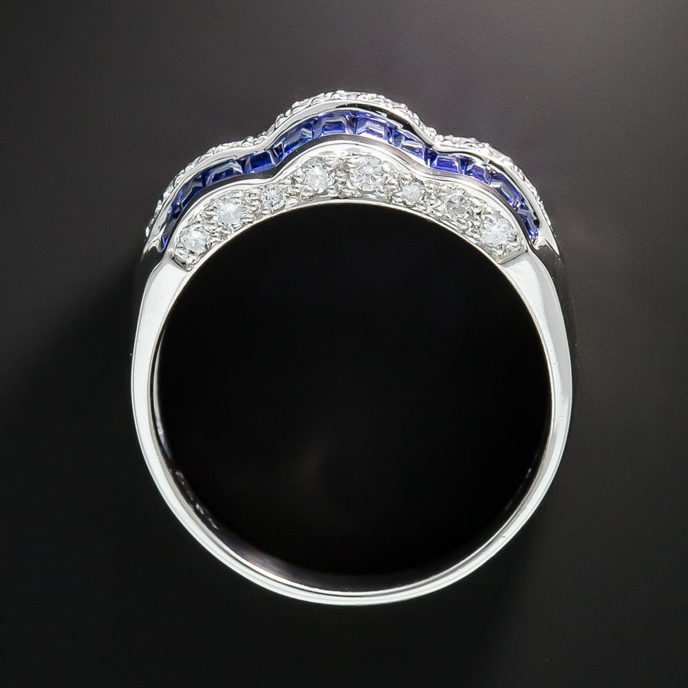 Sapphire and Diamond Three Row Ruffle Band - 5