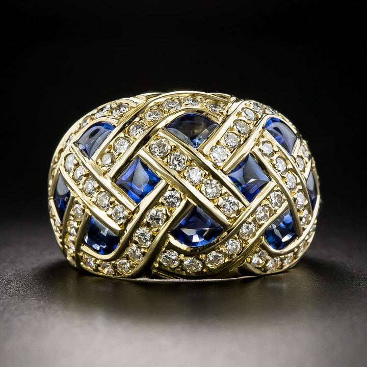 Sapphire and Diamond Woven Dome Ring