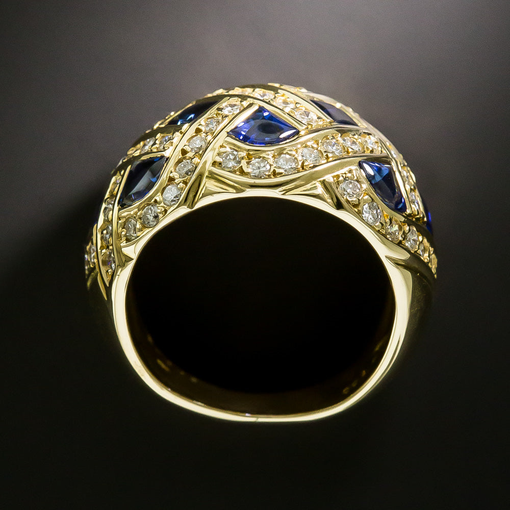 Sapphire and Diamond Woven Dome Ring - 6