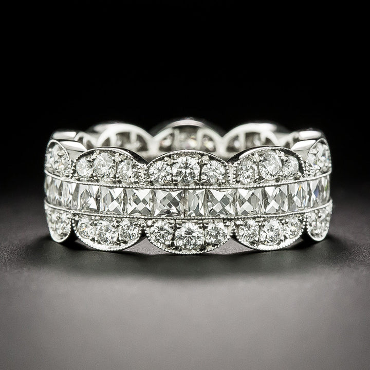 Scalloped French-Cut Diamond Eternity Band, Size 6 1/2+