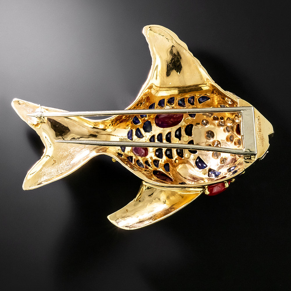 Seaman Schepps Sapphire, Ruby and Diamond Goldfish Brooch - 3