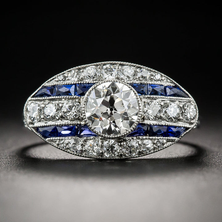 Shreve & Co. Art Deco Diamond and Calibre Sapphire Ring