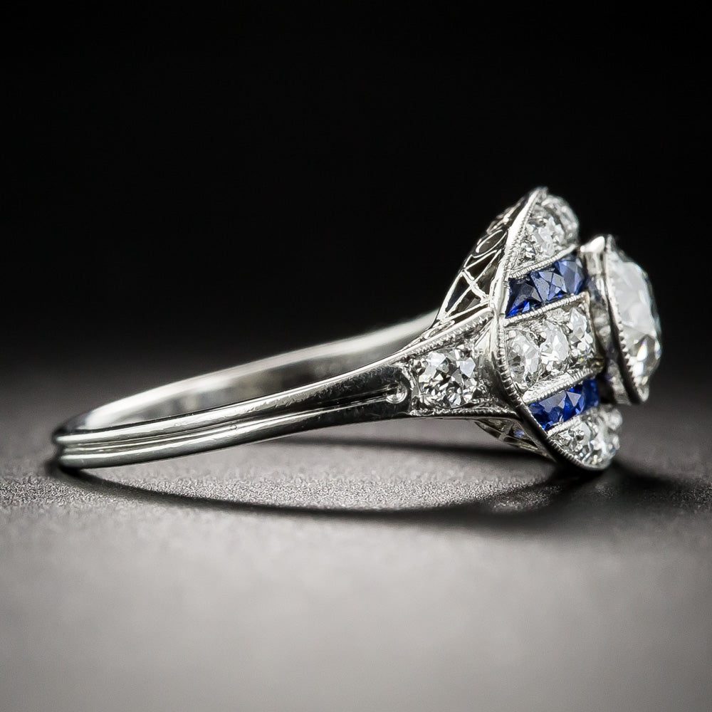 Shreve & Co. Art Deco Diamond and Calibre Sapphire Ring  - 9