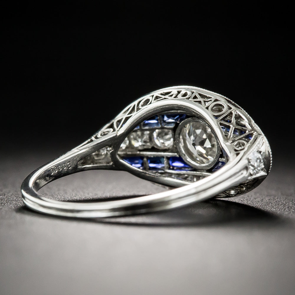 Shreve & Co. Art Deco Diamond and Calibre Sapphire Ring  - 10