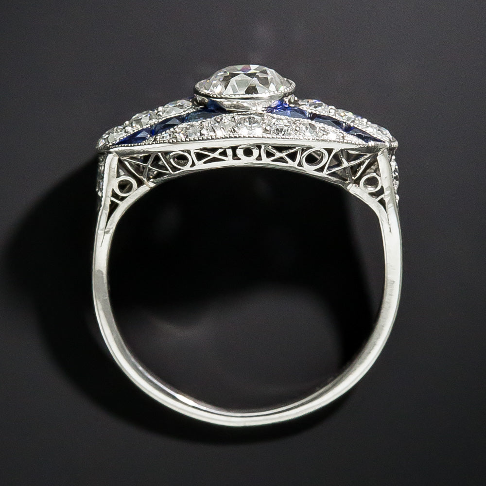 Shreve & Co. Art Deco Diamond and Calibre Sapphire Ring  - 11