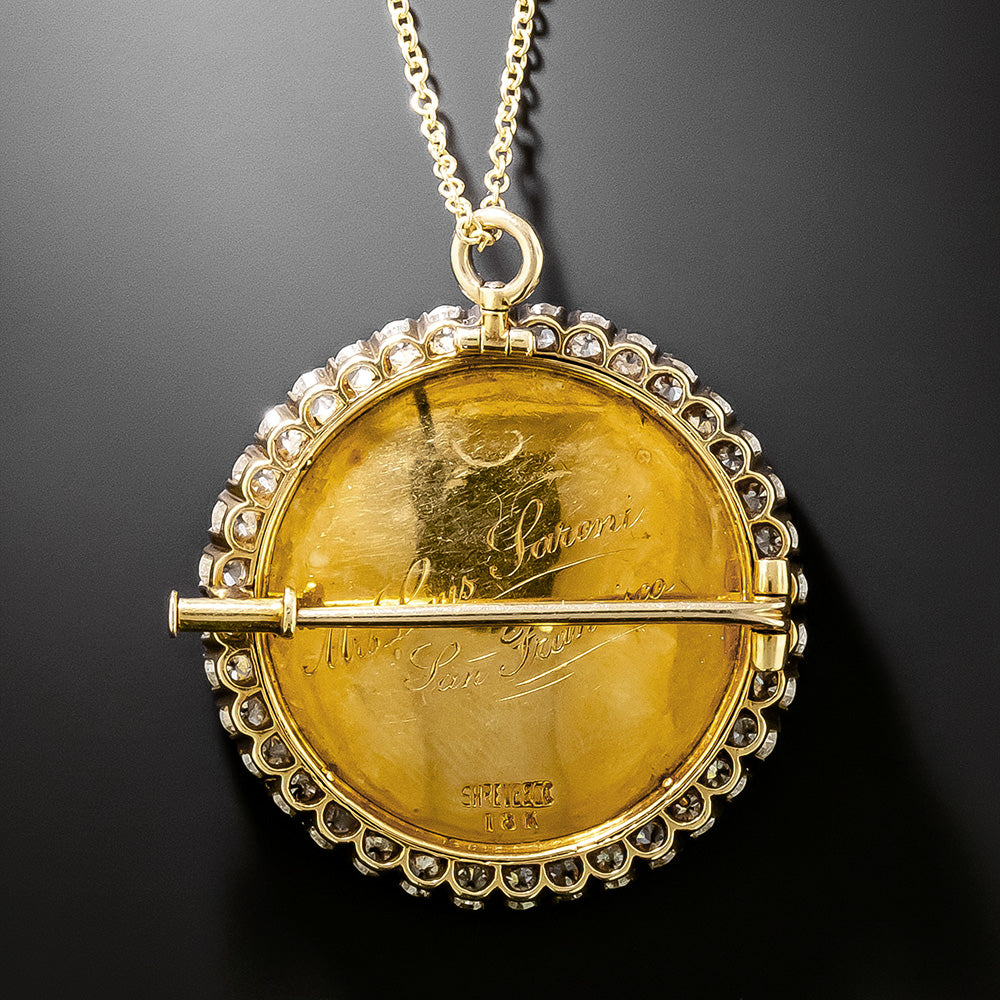 Shreve & Co. Edwardian Miniature Portrait with Diamonds Pendant/Brooch - 3