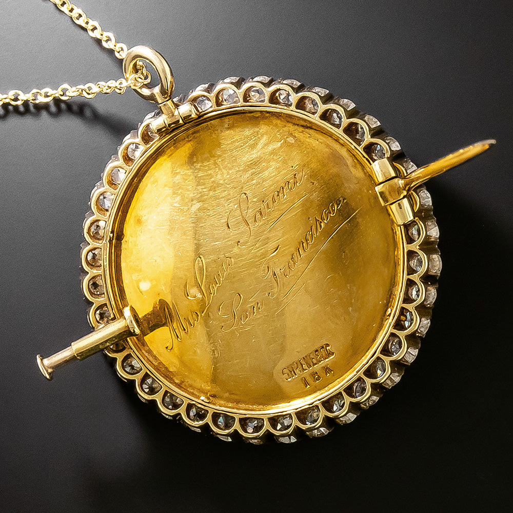 Shreve & Co. Edwardian Miniature Portrait with Diamonds Pendant/Brooch - 4